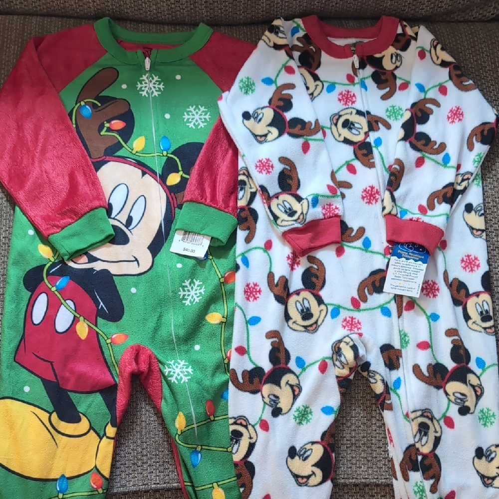 Disney Red and Green Mickey Mouse Kids Pajama Set